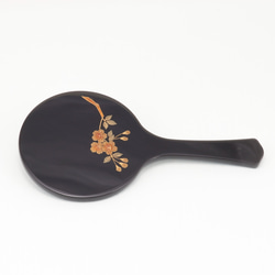 伝統工芸 輪島塗 手鏡「黒塗～桜蒔絵」 【200】 その他インテリア雑貨