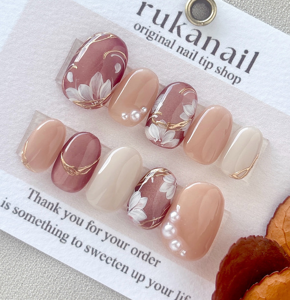 ピンクマグネット×桜 ネイルチップ ニュアンス 春 入学式 卒業式 普段