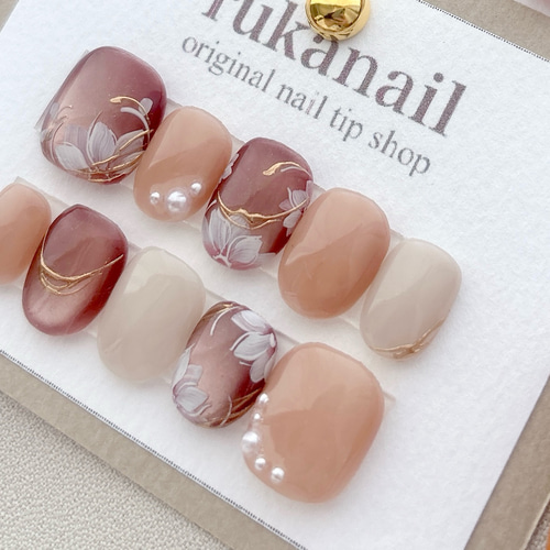 ピンクマグネット×桜 ネイルチップ ニュアンス 春 入学式 卒業式 普段