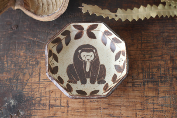 マット釉八角豆皿 マレーグマ 1枚目の画像