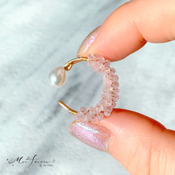 天然石♡レア♡ピンククレイジーレースアゲートのピアス14kgf 天然石