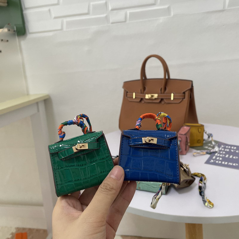 Mini Bag】BJD Kelly ワニ柄革口紅イヤホンバッグキーホルダー