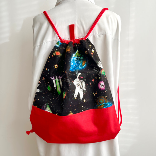 ナップサックの単品販売【カラフル宇宙】ランドセル 大きめサイズ 体操