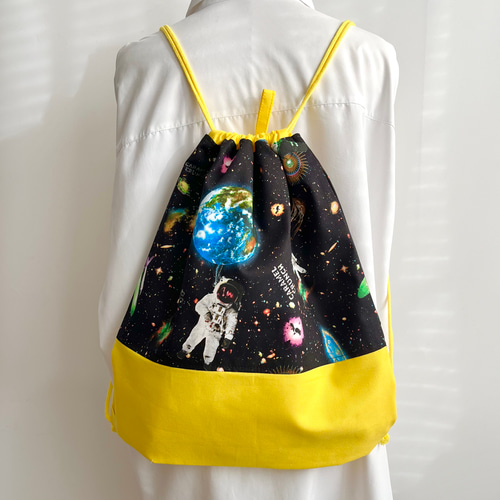 ナップサック型☆お着替え袋（大きめ！　宇宙ステーション） ナップサック型☆お着替え袋（大きめ！ 宇宙ステーション）
