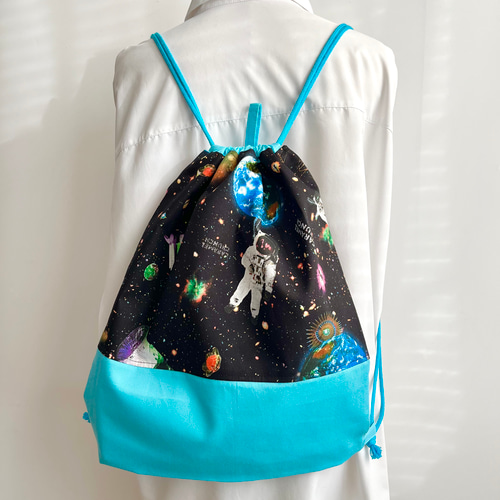 ナップサック型☆お着替え袋（大きめ！　宇宙ステーション） ナップサック型☆お着替え袋（大きめ！宇宙ステーション