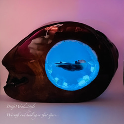 一つ限りの流木アート 海に浮かぶラッコ ジオラマ 流木 フィギュア 置物 インテリア レジン テラリウム 生き物 N17 2枚目の画像