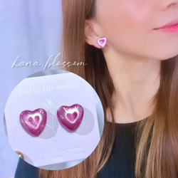 glass heart magnet Earrings 1枚目の画像