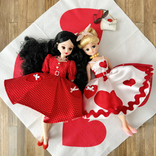 専用】リカちゃん 赤いコーデ 昭和レトロ ワンピース 靴とバッグ付き