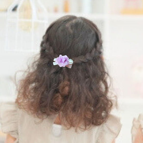 セミオーダー　お花とリボン、金具が選べる　ヘアクリップ　ブローチ　コサージュピン 11枚目の画像