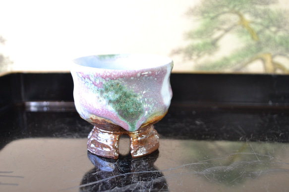 新着！】三彩釉 割高台ぐい呑み(カンバセーション) ギフト ☆萩焼 陶器