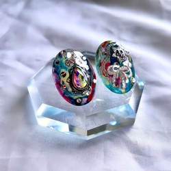 glass oval unique silver Earrings 2枚目の画像