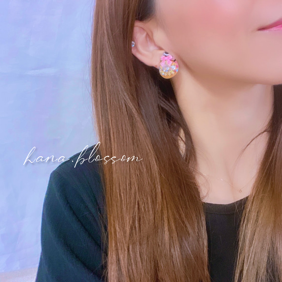 glass drop unique ribbon Earrings 9枚目の画像