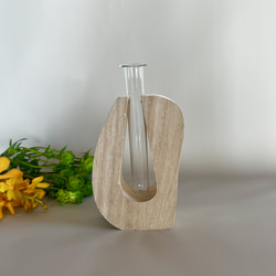 SALE】U字ウッド一輪挿し ガラスフラワーベース 一輪挿し・花瓶・花器