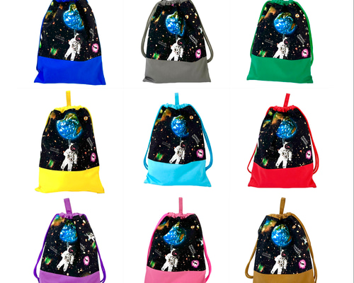 上履き袋の単品販売【カラフル宇宙】上靴袋 スクール 小学校 保育園