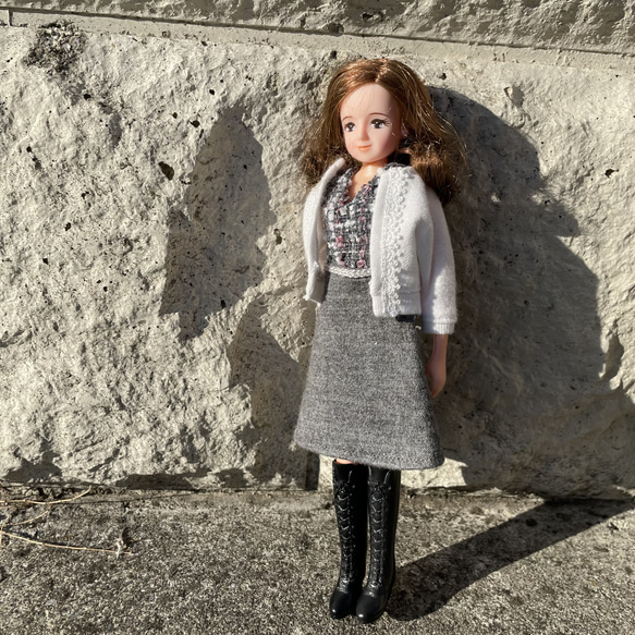 O2403 リカちゃんママ おばあちゃん ツィードワンピース