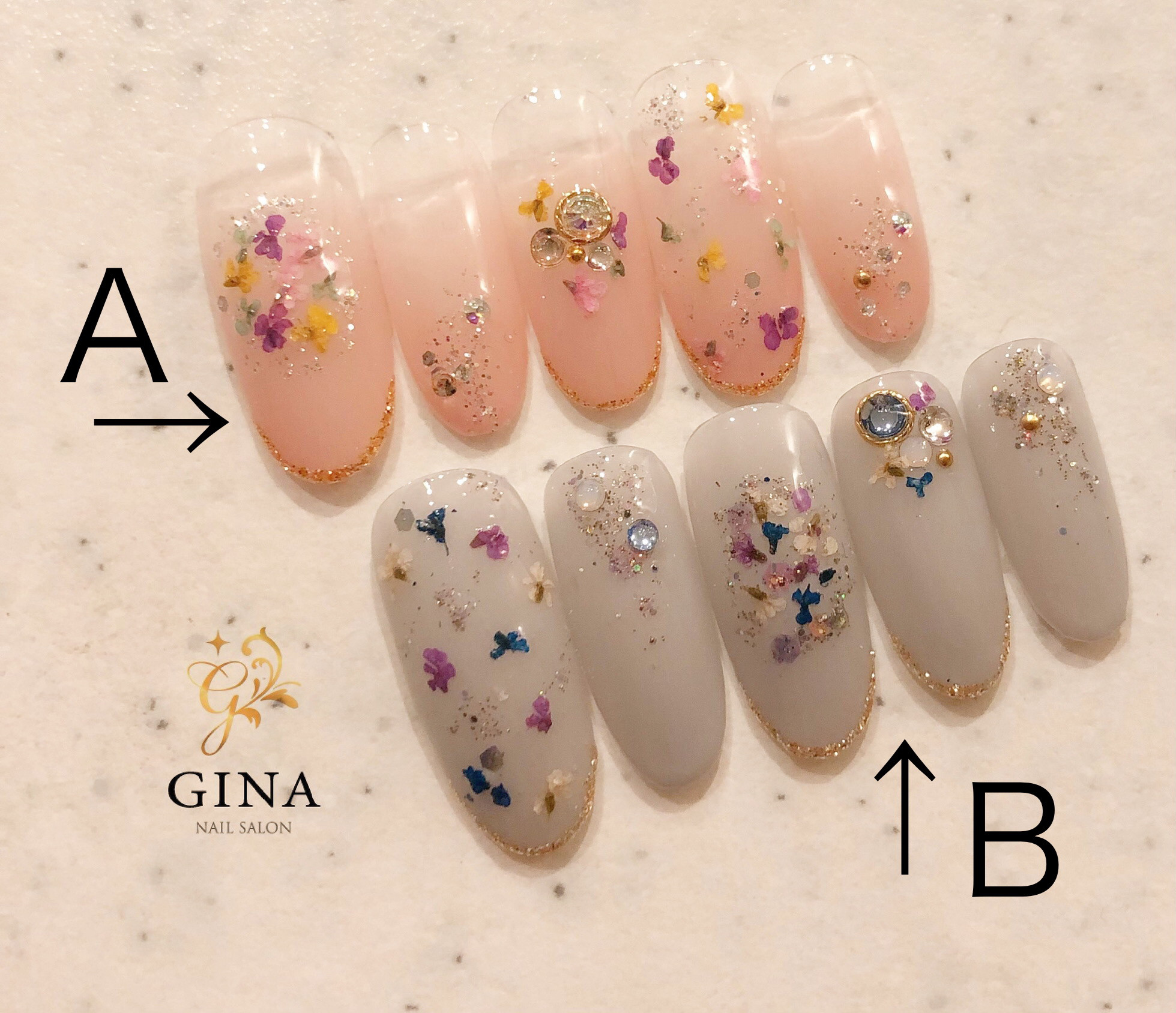 ネイルチップ/押し花/ドライフラワー/春ネイル