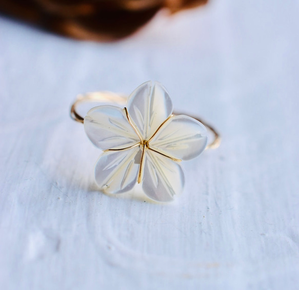 桜シェル ホワイト14mm/ k14gfリング 指輪・リング mayumi rings 通販