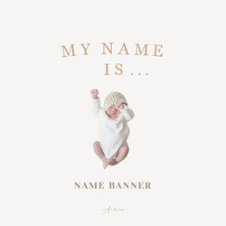 W049 【 MY NAME IS… banner 】 木製バナー 命名書 お名前バナー オーダー可能 10枚目の画像