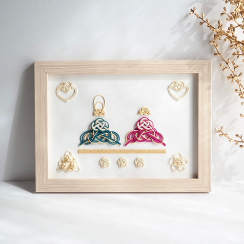 水引のひな祭りフレーム*雛飾り*お雛様*お内裏様* 天鵞絨*木苺【受注