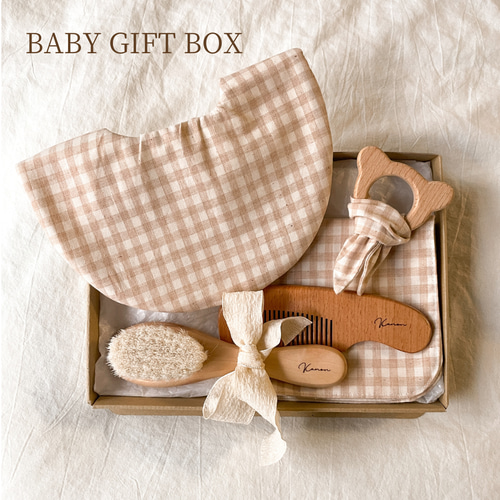 名入れ〉BABY GIFT BOX 出産祝い ギフト （スタイ ガーゼハンカチ 歯