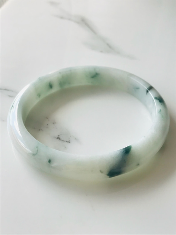 B310-015] ジェイド JADE ヒスイ 本翡翠 バングル 天然石 一点物
