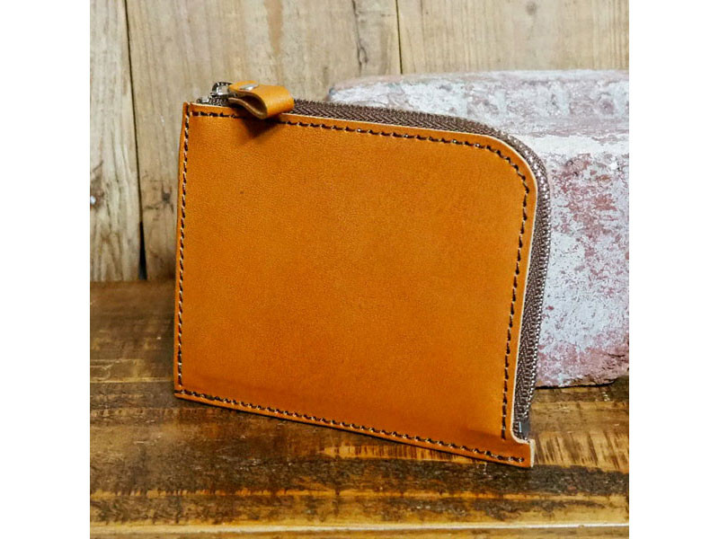 送料無料 栃木レザー L字ファスナー ハーフウォレット コンパクト ミニマル レザー 革 ヌメ革 ブラウン