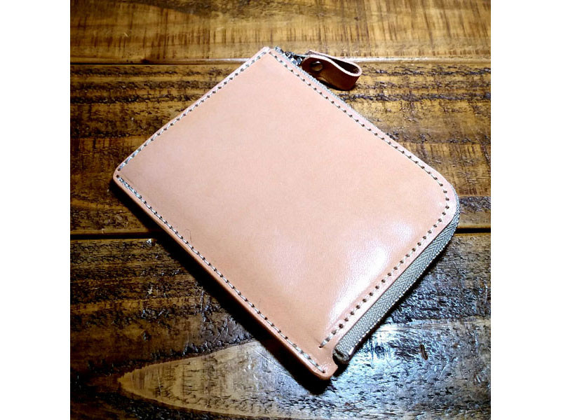 送料無料 栃木レザー L字ファスナー ハーフウォレット コンパクト ミニマル レザー 革 ヌメ革 タン