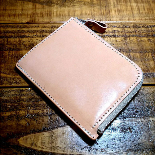 ビルフォードウォレット　ハーフウォレット　ナチュラルヌメ　栃木レザー 送料無料 栃木レザー L字ファスナー ハーフウォレット コンパクト