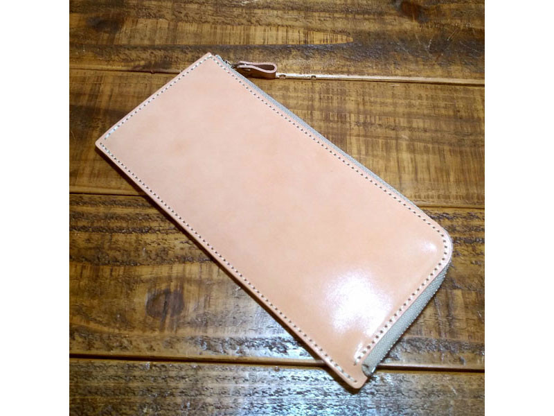 送料無料 栃木レザー L字ファスナー ロングウォレット コンパクト ミニマル レザー 革 ヌメ革 タン