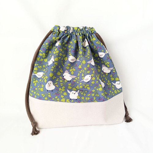 完成品】入園入学 5点セット シマエナガ レッスンバッグ シューズ袋