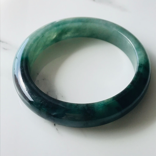 B510-018] ジェイド JADE ヒスイ 本翡翠 バングル ミャンマー産 ライト  
