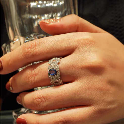 クロスネビュラチェーン】天然サファイア キラキラ リング レトロ