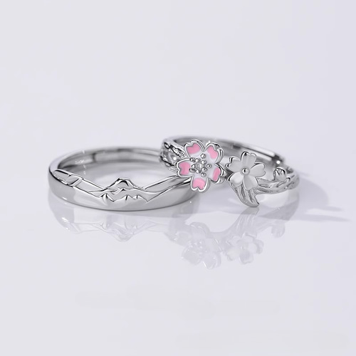 送料無料】2024新作 桜と富士山 ペアリング S925 フリーサイズ