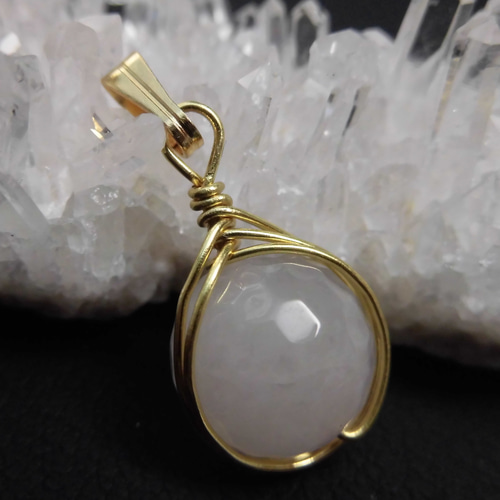 ワイヤーラッピングローズクォーツのお洒落なペンダントトップ 978