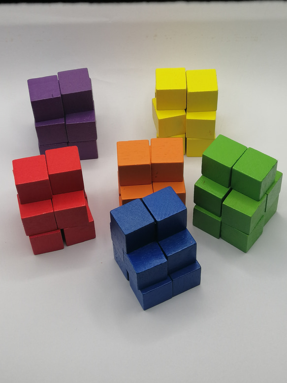 【知育玩具0歳～6歳】木製カラーキューブ6色60個（25mm）(^^♪ 2枚目の画像