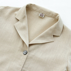 春夏秋に リネン テーラードカラー ショップコート 羽織り （ライトベージュ） CO04. 12枚目の画像