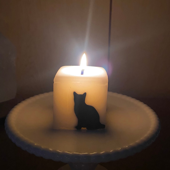 にゃんキューブ　黒猫シルエットのソイキャンドル　2個セット 3枚目の画像