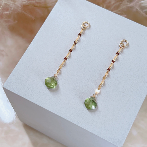 osciller-】14KGF グリーンアパタイト 天然石 ピアス・イヤリング