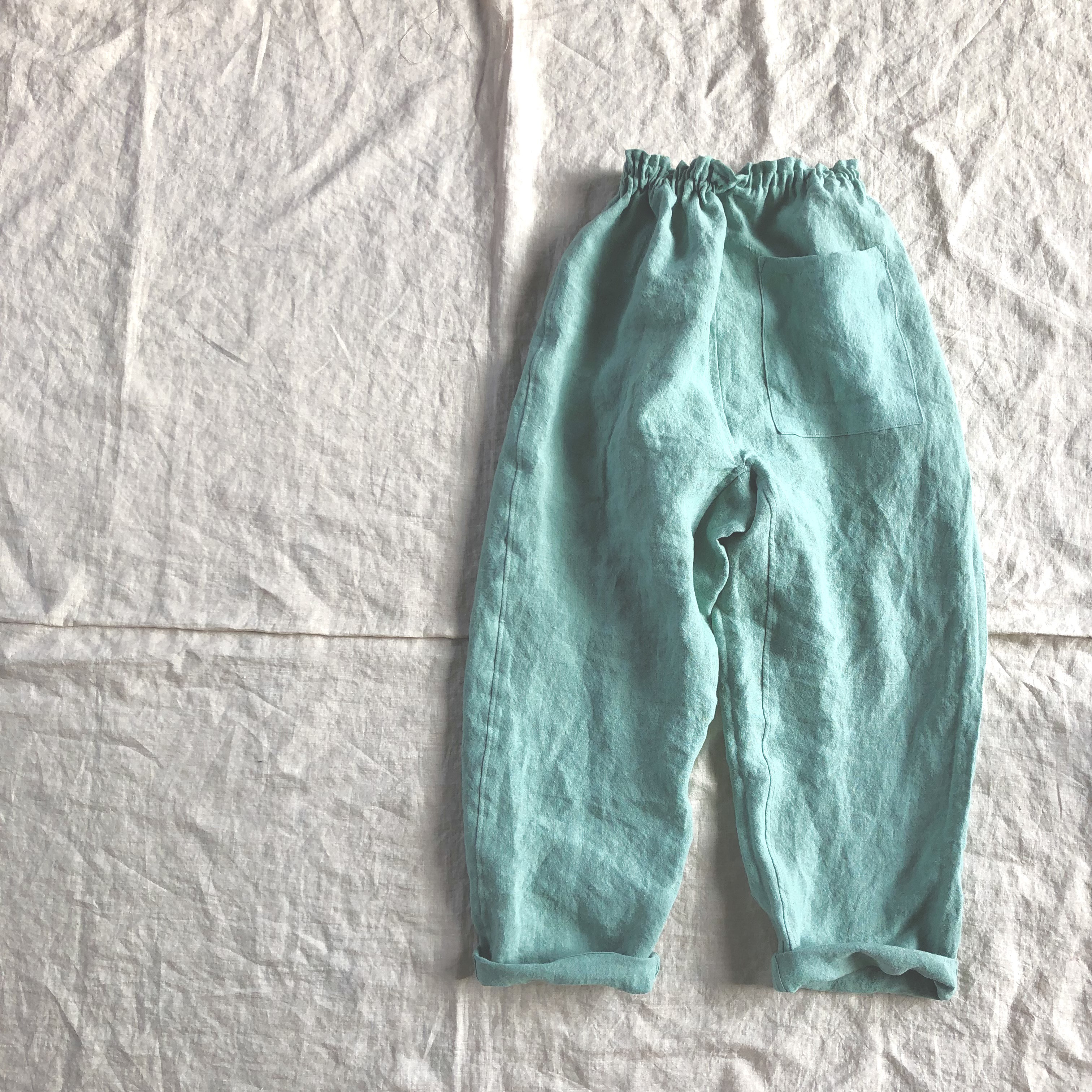 リネンのもんぺ ライトブルー リネンのもんぺ ライトブルー 短め 楽天