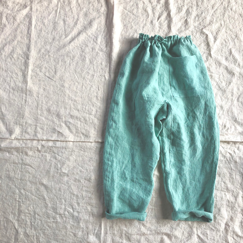 リネンのもんぺ ミントグリーン ロングパンツ nuuMonpe 通販｜Creema  