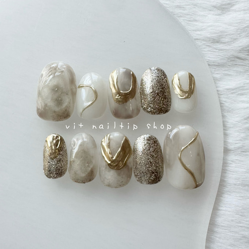 ニュアンスネイル ブライダル ぷっくり ミラー ネイルチップ ハンドメイド 乳白色のぷっくりフラワーネイル/ミラーネイル/ニュアンスネイル