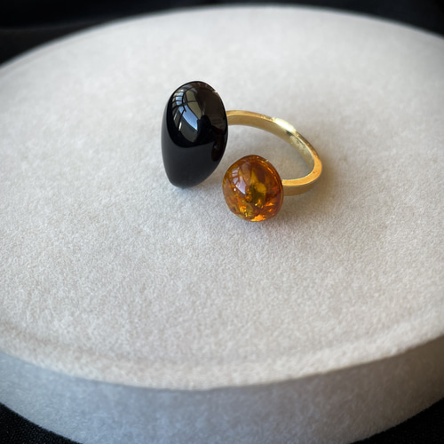 琥珀 琥珀6000万年前のロマン】私だけの天然石フォークリング 天然石リング