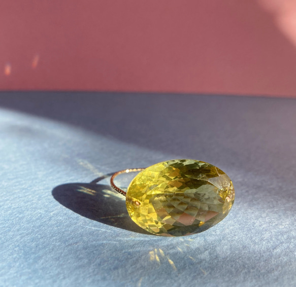 Prana candy gem ✴︎最高ランク超大粒レモンクォーツ✴︎k14gfリング　約13.5号 3枚目の画像