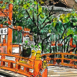 A4サイズ「京都　上賀茂神社」　京の水彩画工房　 4枚目の画像