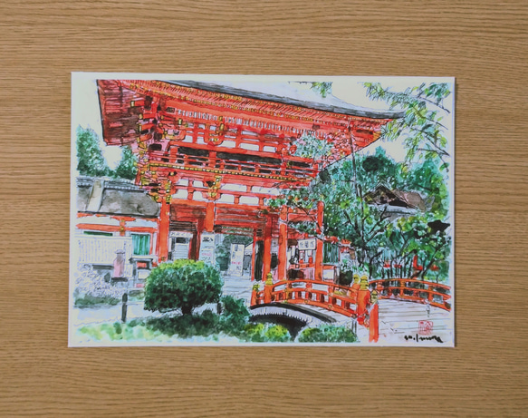 A4サイズ「京都　上賀茂神社」　京の水彩画工房　 1枚目の画像