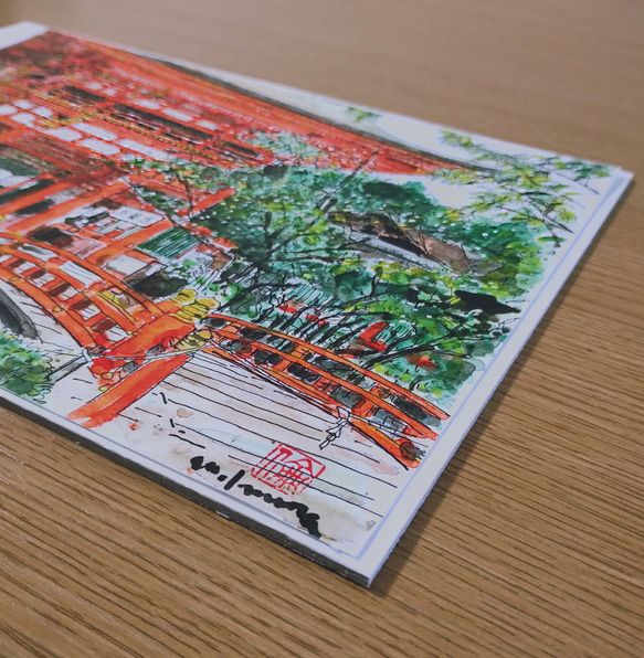 A4サイズ「京都　上賀茂神社」　京の水彩画工房　 3枚目の画像