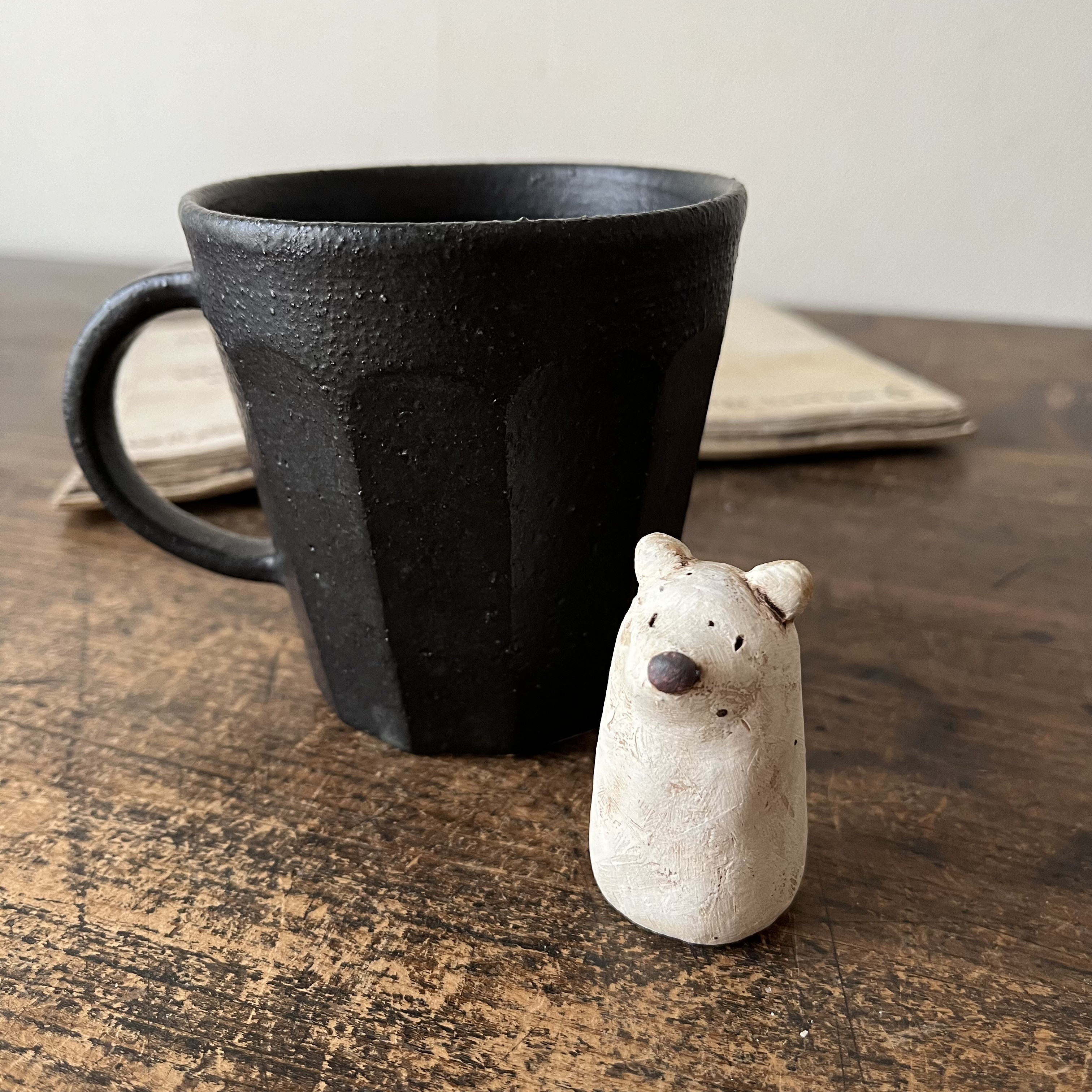 最終価格　陶器製クマの置物 約15cm　笠間焼　作家 陶器のくまさん D ＊背の高さ5㎝ その他置物 こまもん工房 通販