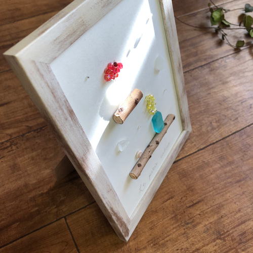 シーグラスアート 【春の花】ミモザ 菜の花 梅 南天 ＊ 屋久島 シェル