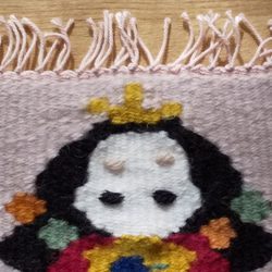 ウール手織りコースター（お雛様・灰桜色） 3枚目の画像