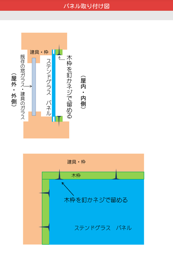 [うさぎ]　ステンドグラス　送料無料　窓　パネル　アンティーク　小窓　室内窓　FIX 6枚目の画像